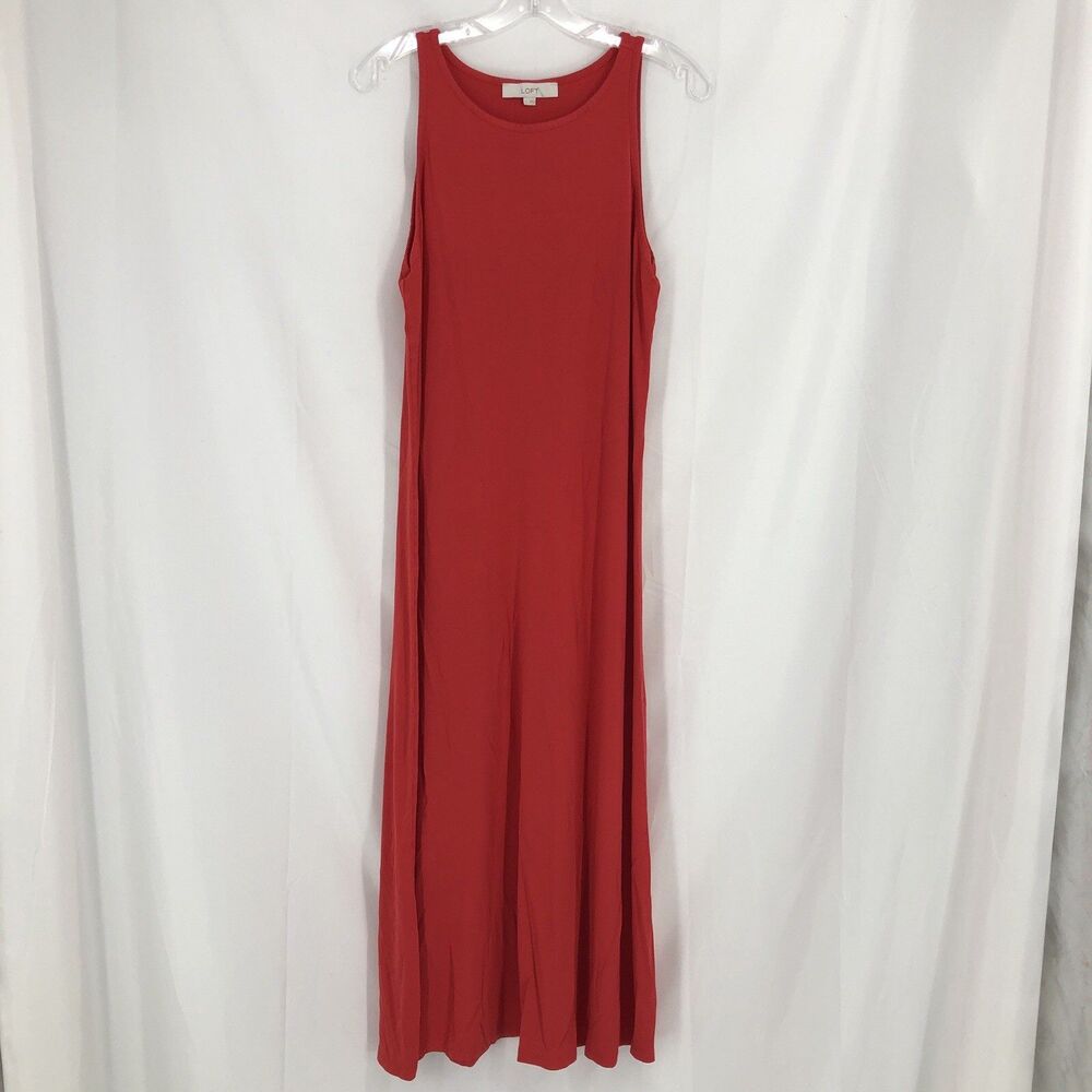 Ann Taylor LOFT Red Maxi Sleeveless Tank Dress Minimalist Chic Comfy Summer L